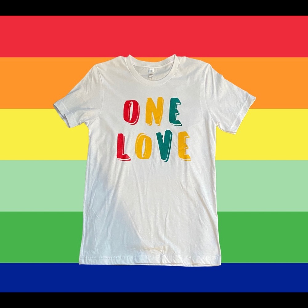 One Love White Cotton Tee Shirt Bella Short Sleeve - Picture 1 of 1